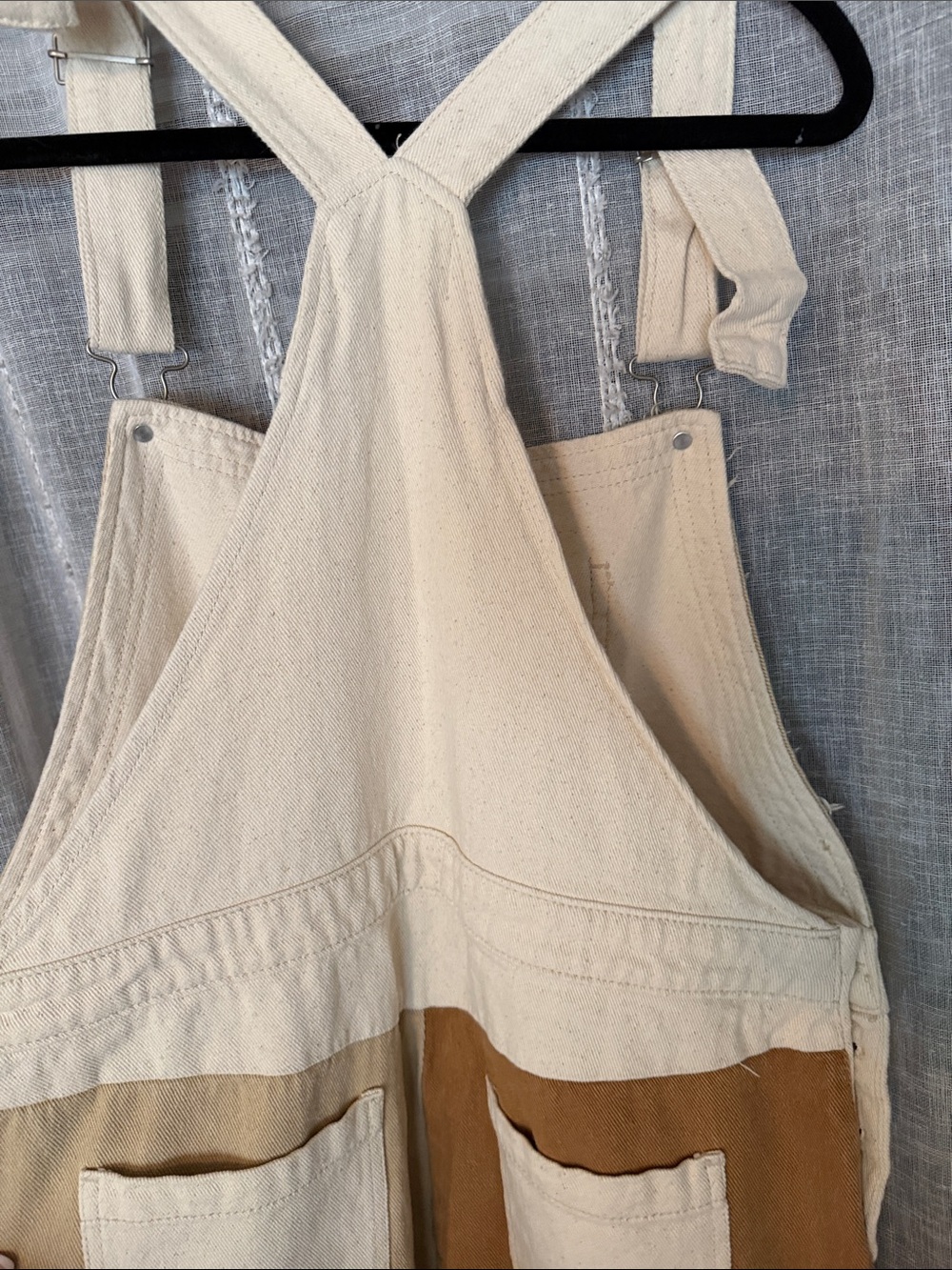 Blue Blush Patchwork Cotton Denim Patchwork Boho Large Overalls - Neutral Multi - Picture 12 of 12